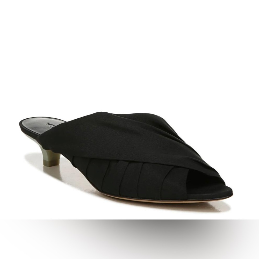 Vince Zoey Peep Toe Crossover Silk Kitten Heel Pump Mule - NWOT